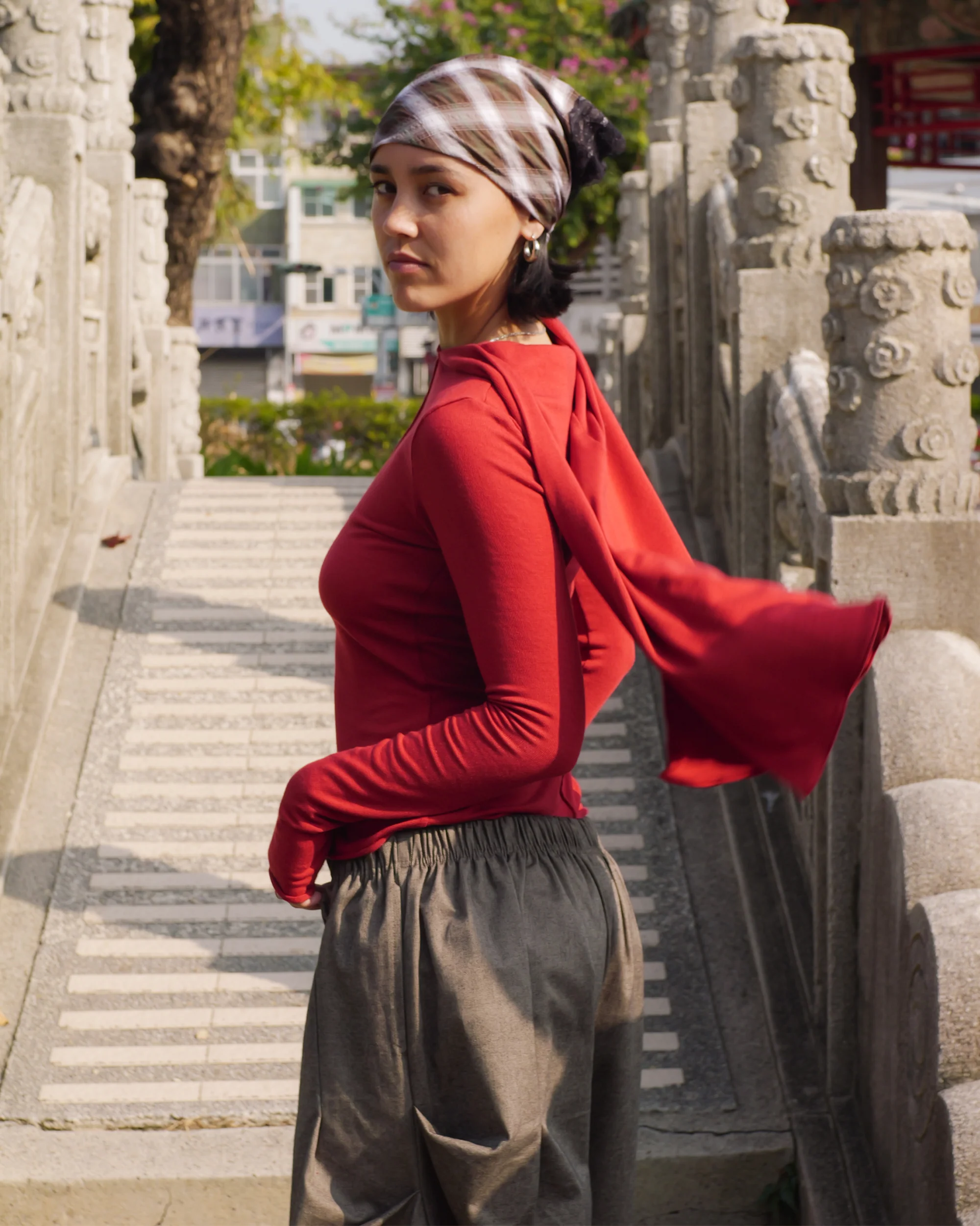Lace Headscarf in Forest - Image 6