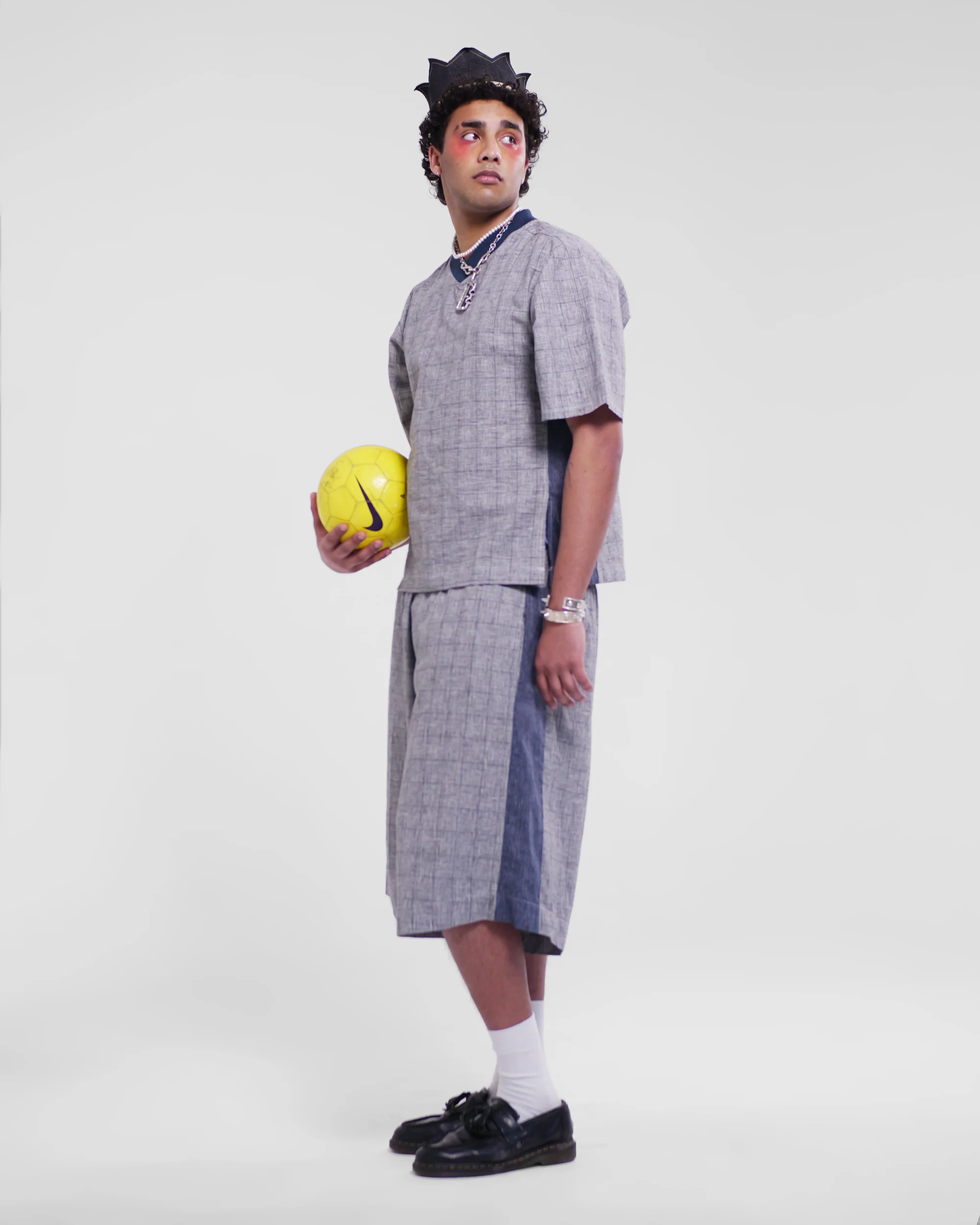 Hiro Jersey Top in Grey Plaid - Image 3