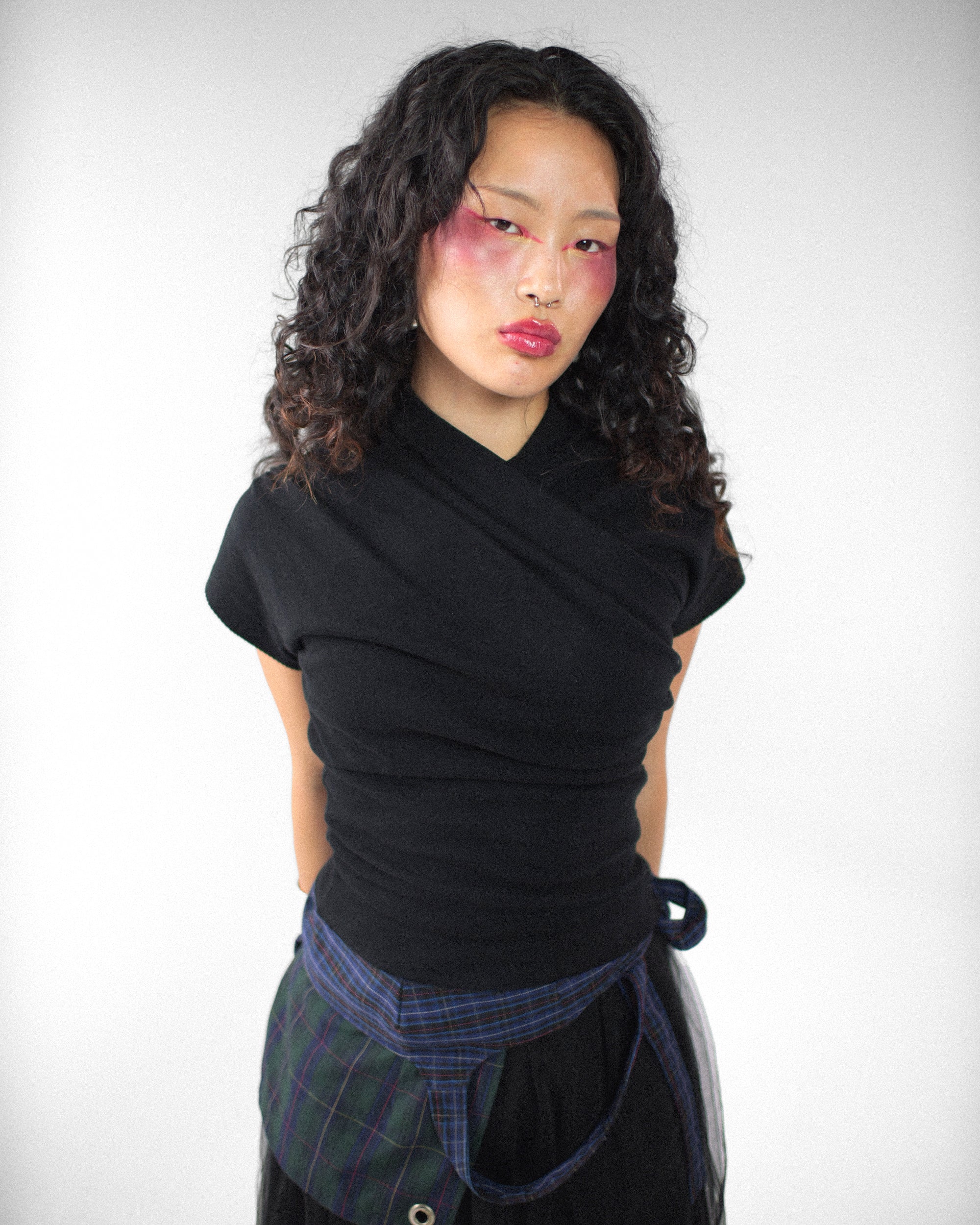 Kimono Ribbed Top in Black - Image 4
