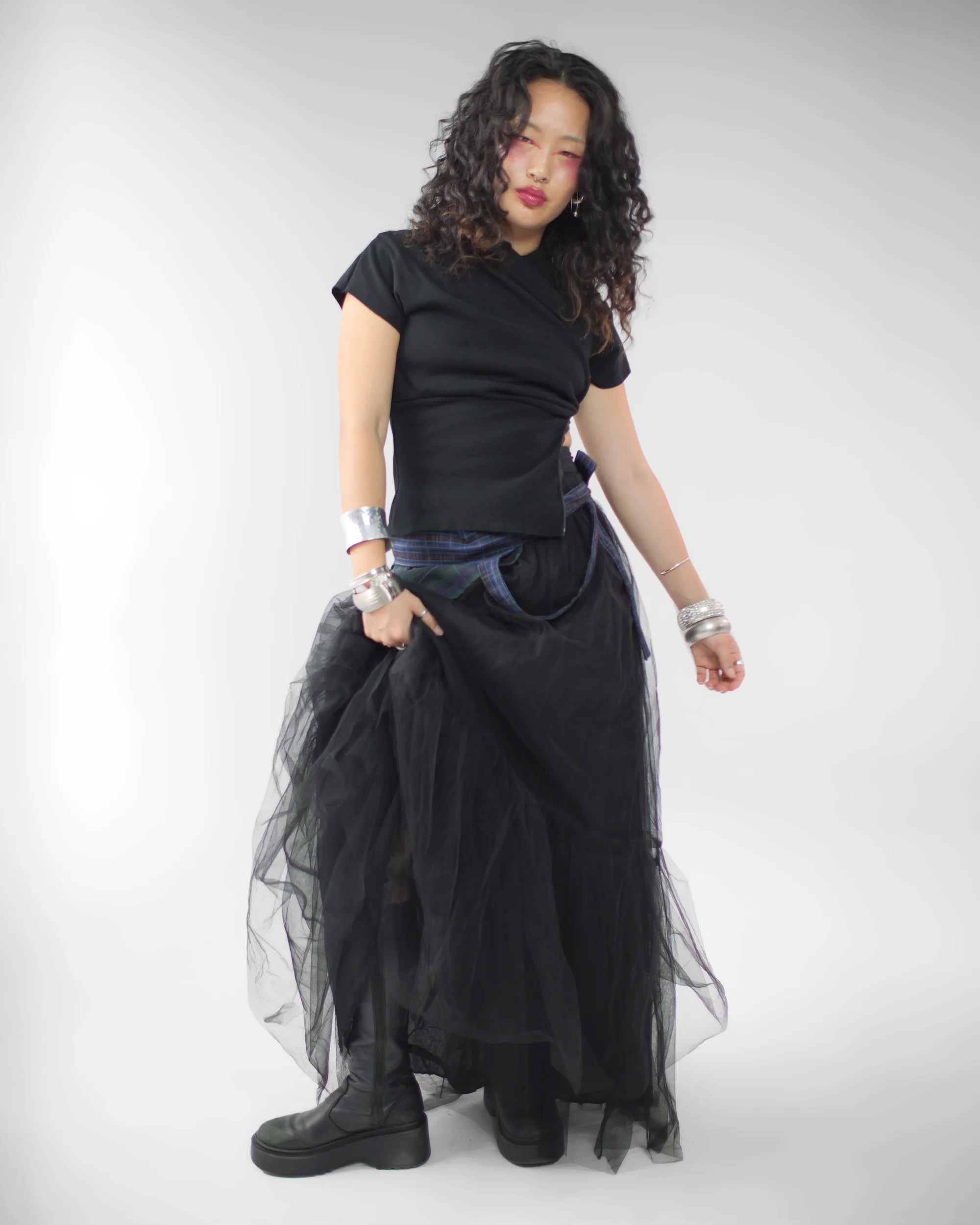 Kimono Ribbed Top in Black - Image 5