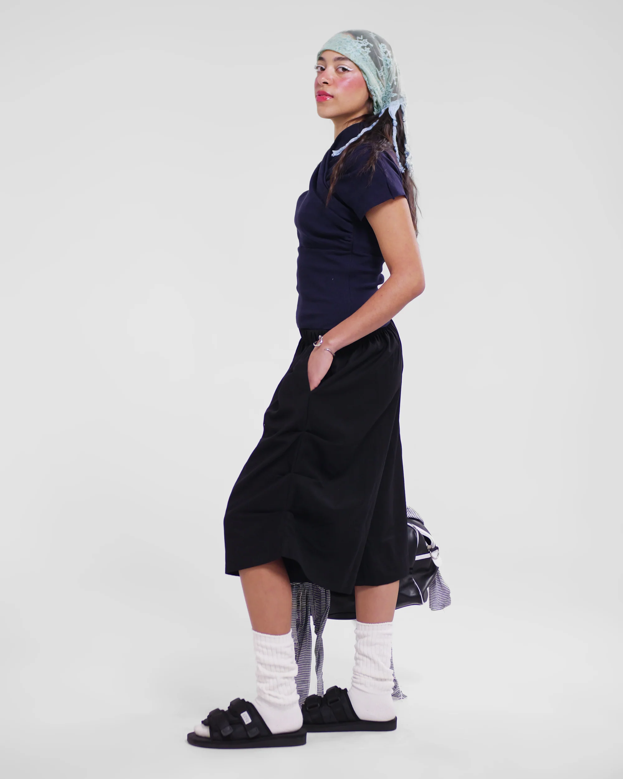 Kimono Ribbed Top in Navy - Image 6