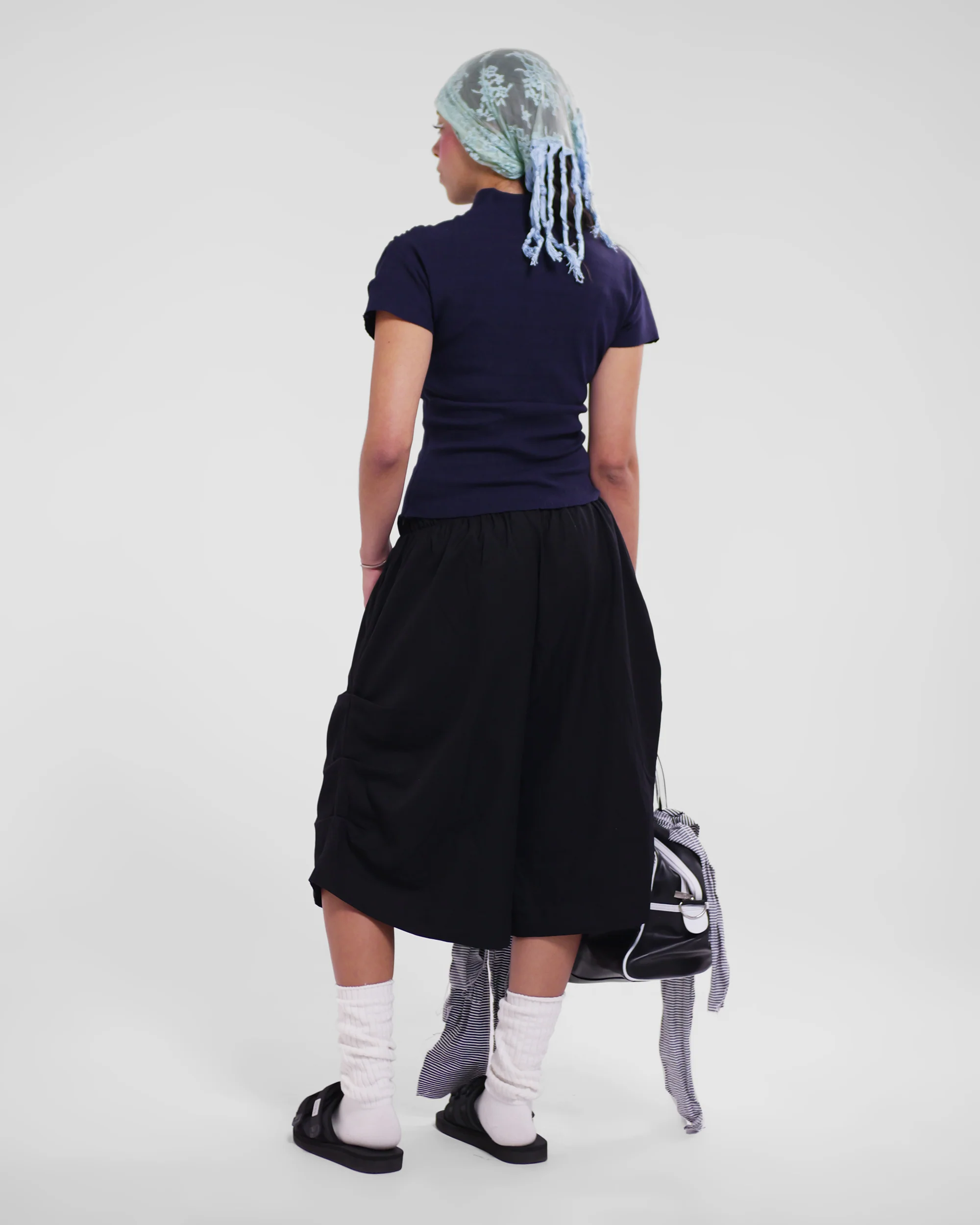 Kimono Ribbed Top in Navy - Image 7