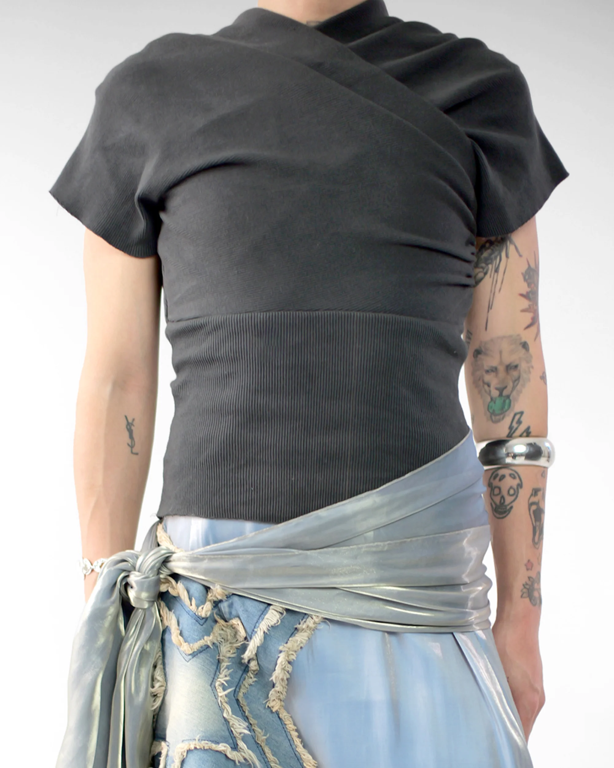 Kimono Ribbed Top in Stone - Image 3