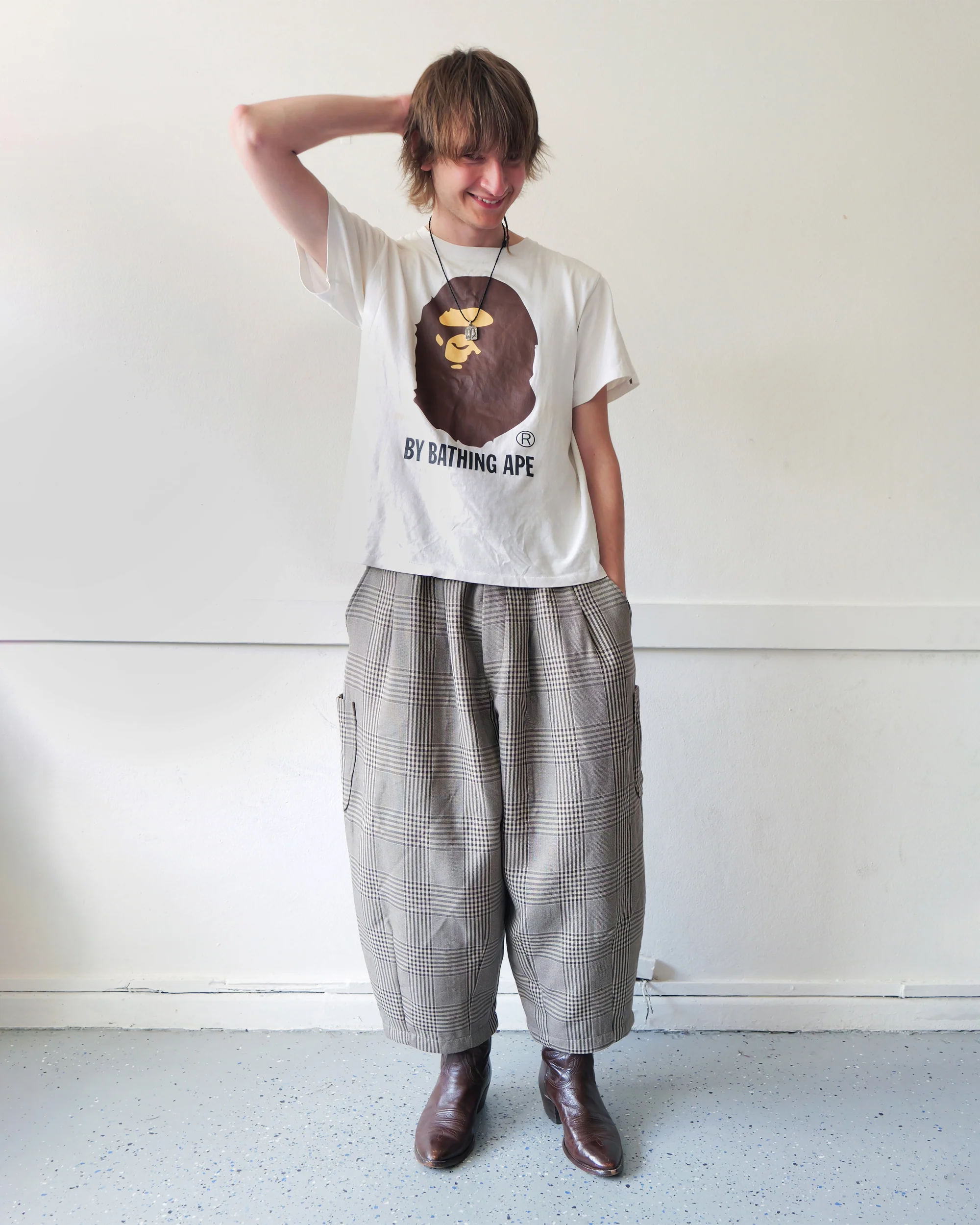 Lucky Pierrot Pant in Coffee Plaid - Image 10