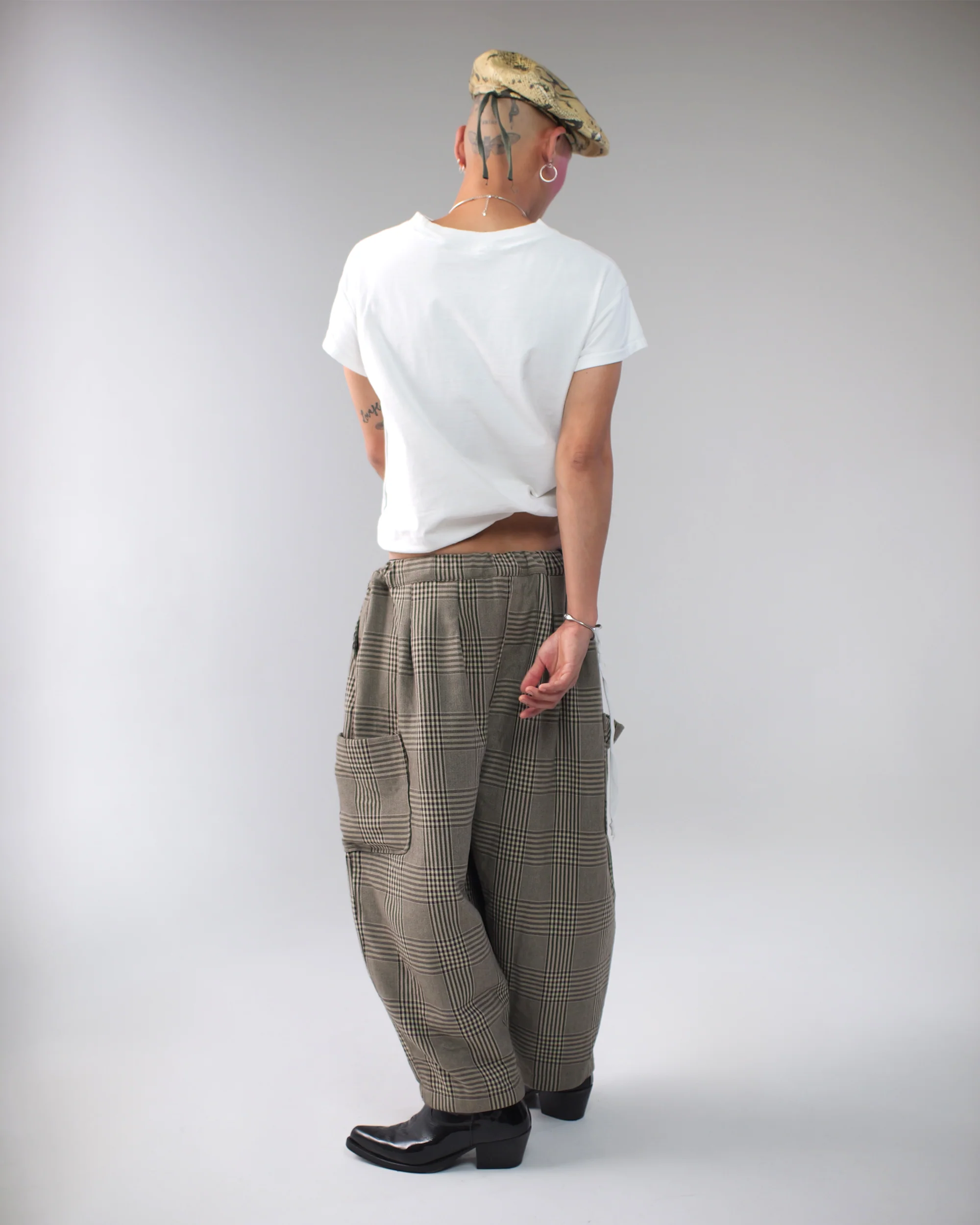 Lucky Pierrot Pant in Coffee Plaid - Image 3