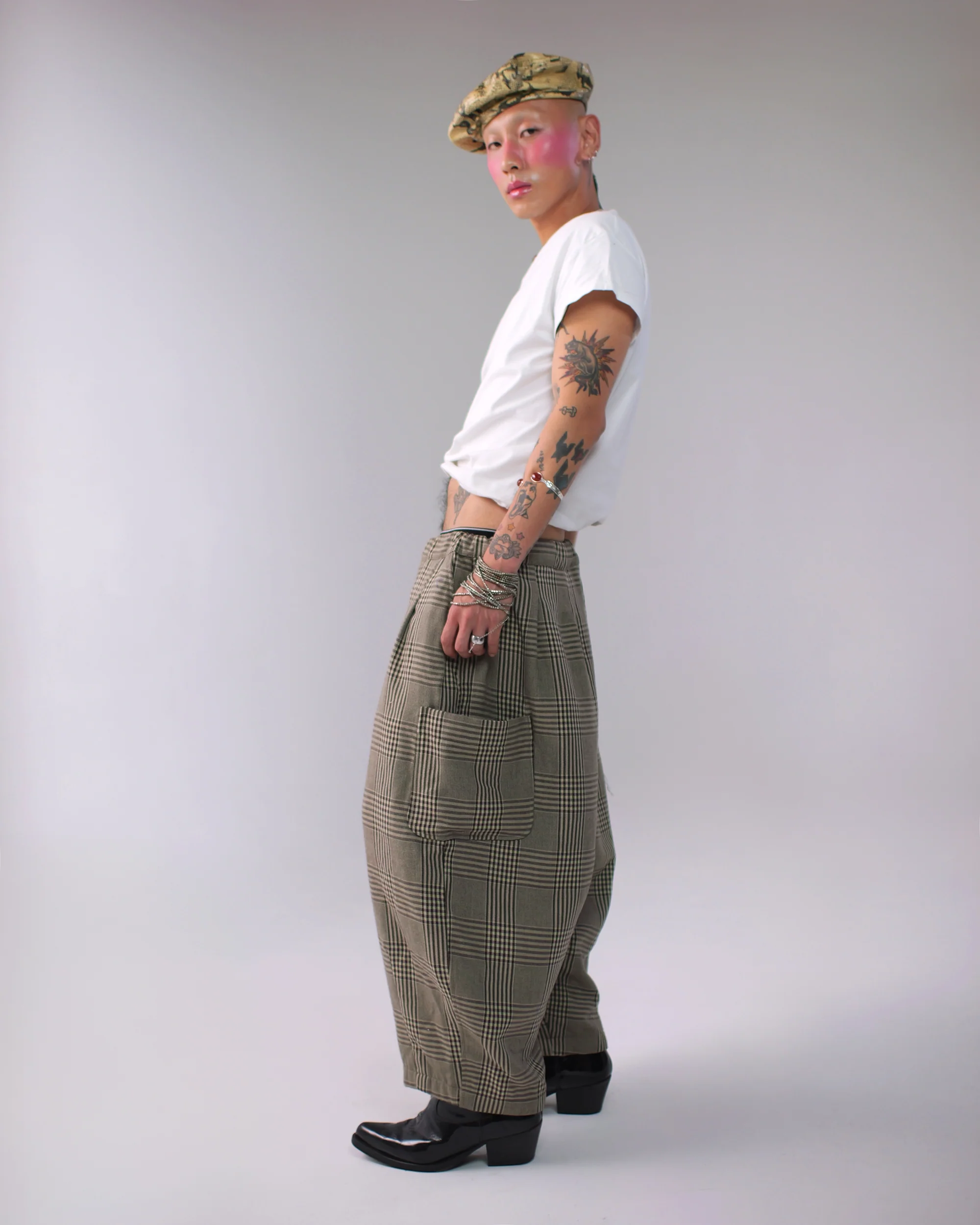 Lucky Pierrot Pant in Coffee Plaid - Image 4