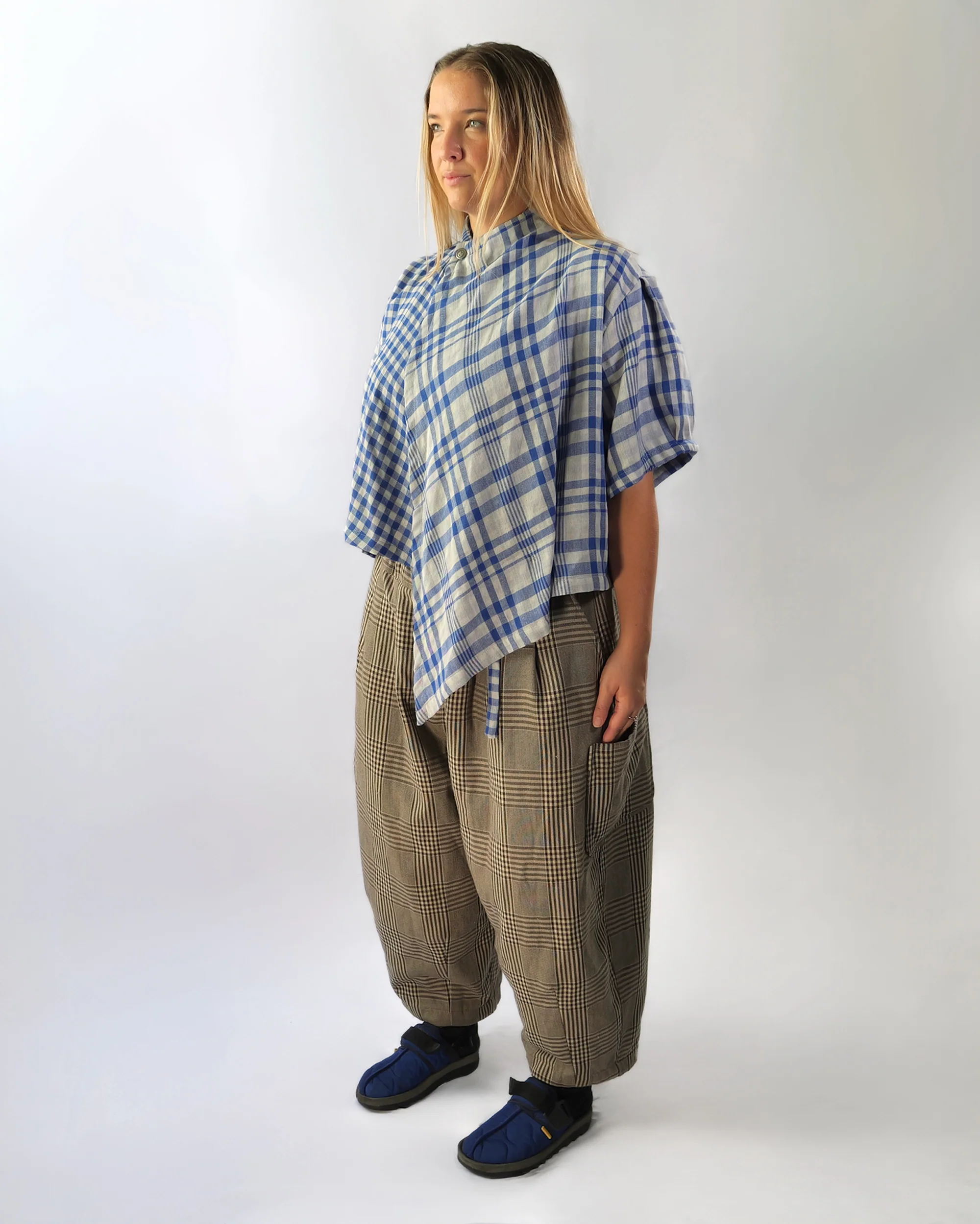 Lucky Pierrot Pant in Coffee Plaid - Image 6