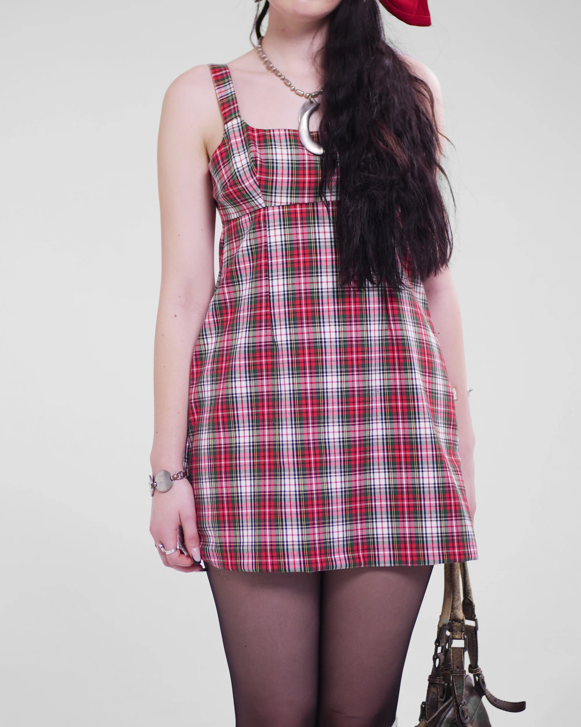 Obi Dress in Red Tartan - Image 3