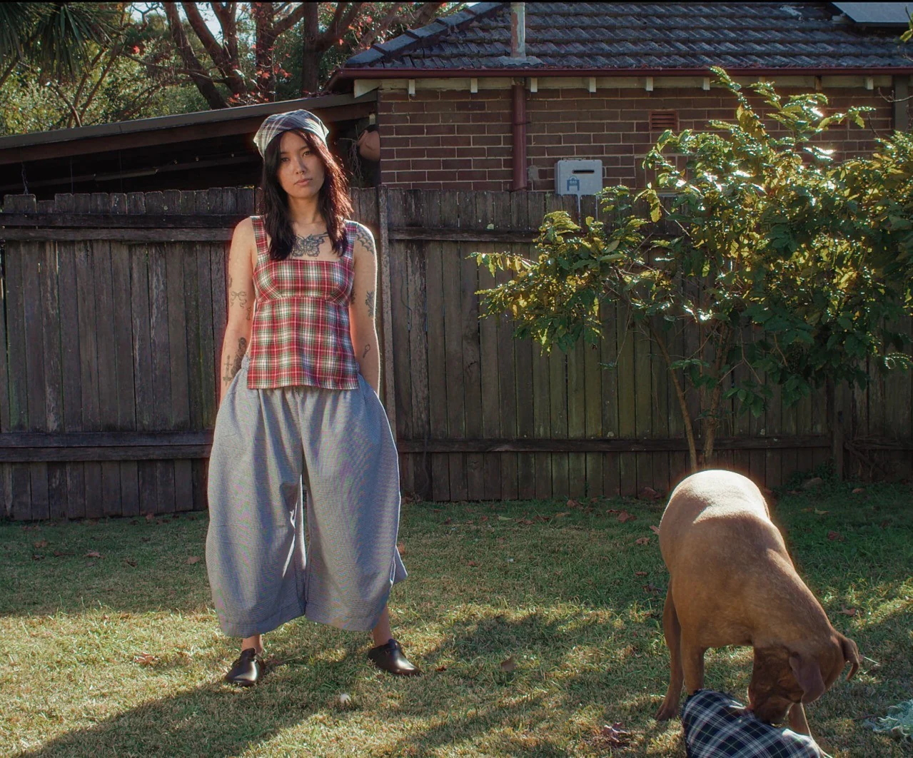 Obi Reversible Top in Red/Grey Pinstripe - Image 12