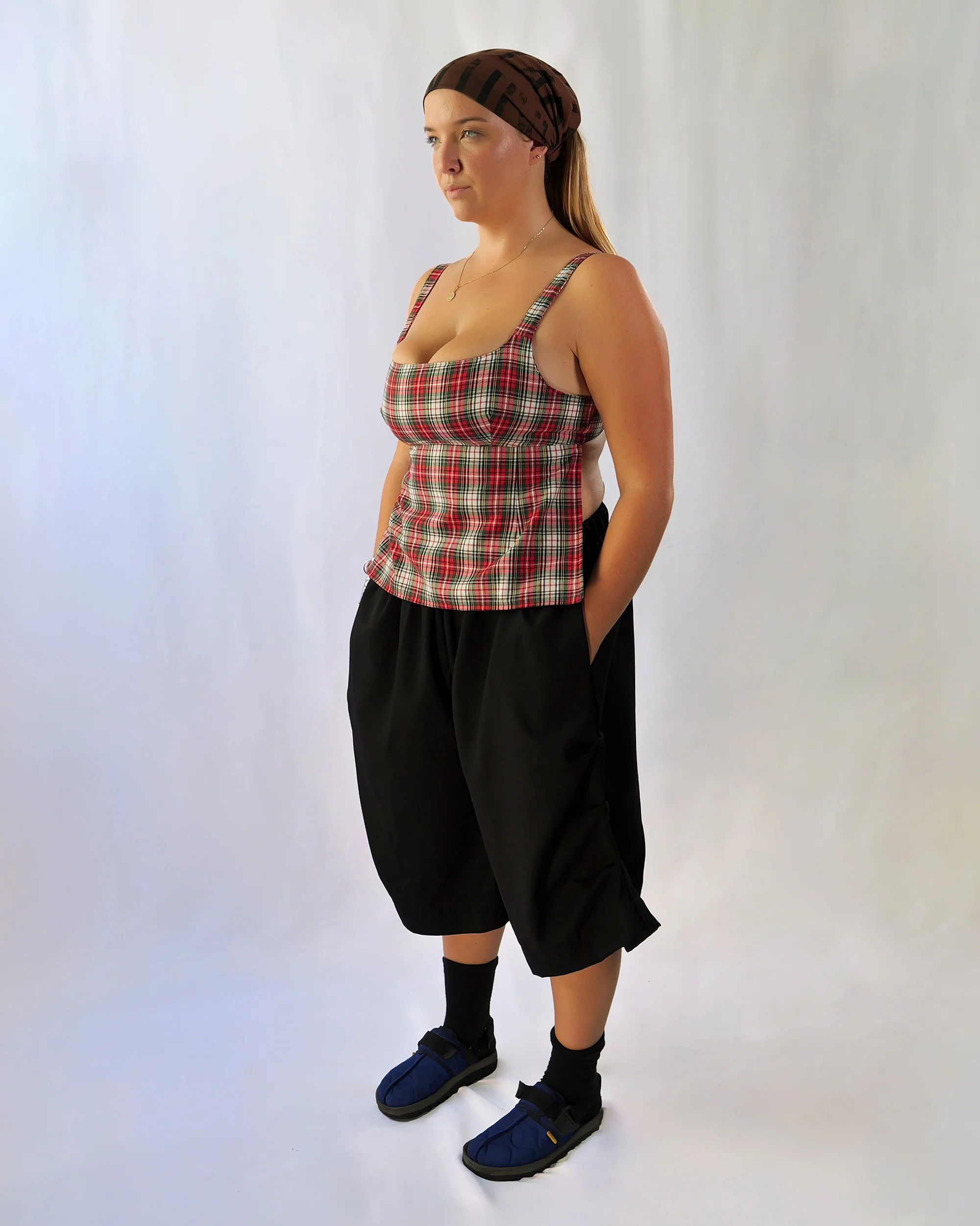 Obi Reversible Top in Red/Grey Pinstripe - Image 8